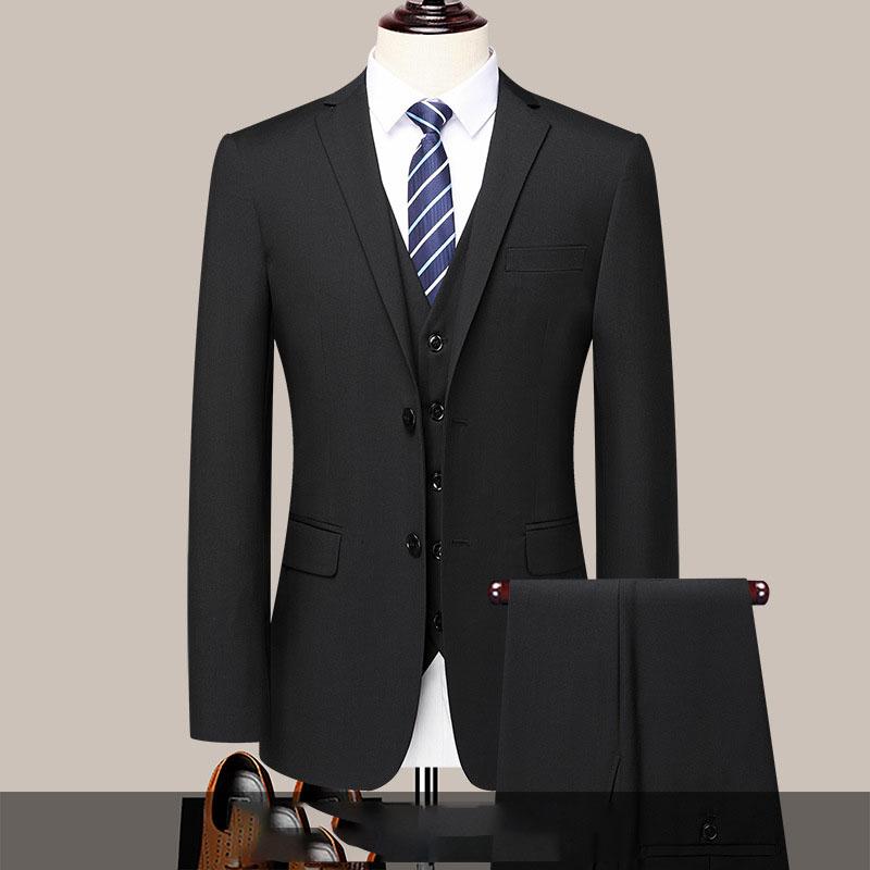 Мужской однотонный костюм-двойка - Модный повседневный красивый деловой костюм, жилет и брюки XXXXXL