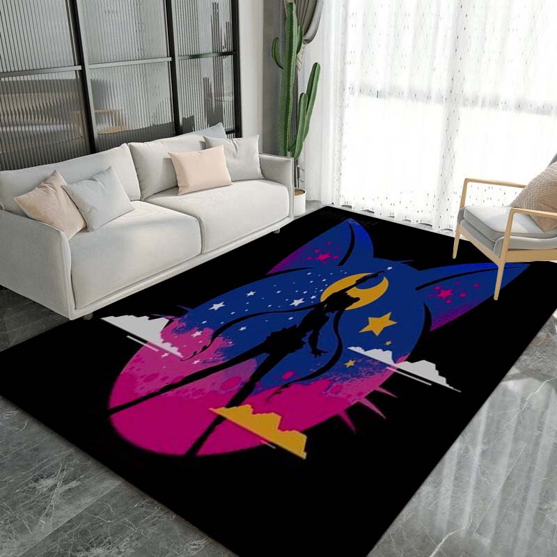3DPretty Guardian Sailor Moon Pattern Rug, Non-slip Floor Mat, Suitable for Children's Playrooms, Bedrooms, Crawling Mats, Stain