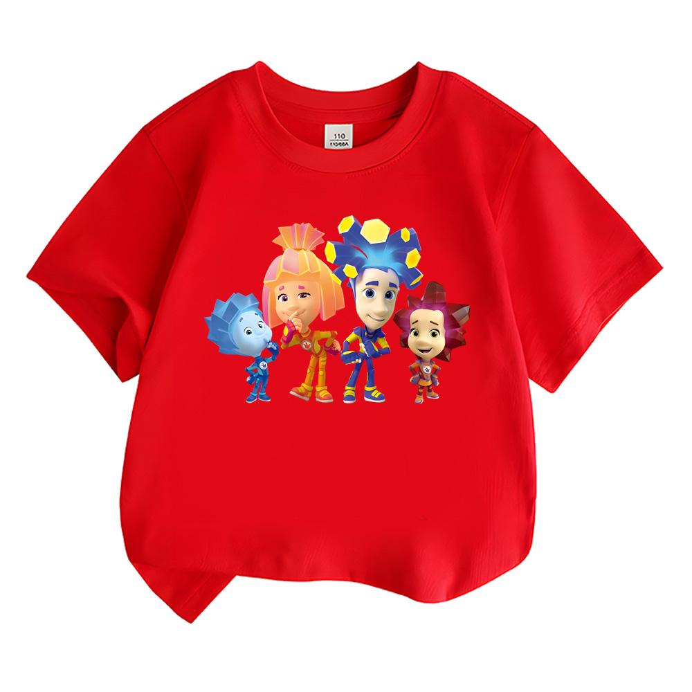 

The Fixies Baby Girls T-SHIRT Summer Short Sleeve Soft 100%Cotton Cartoon Children s Pink Tops Toddler Clothing Kids Anime T-shirt Cute Tees 100 червоний