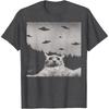 ThreadWeird Alien Cat UFO T-Shirt Classic Fit Round Neck Black Adult T Shirts for Women Harajuku Luxus Marken Playeras De