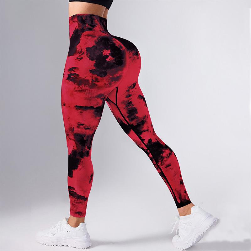 Seamless Tie-Dye Butt-Lifting Yoga Pants - High Waist, Tight Fit