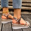 Fashion 2025Vintage Fringe Platform Sandals for Women Casual Brown Wedge   Summer Buckle Decor Weightlight Flat Sandalias Mujer