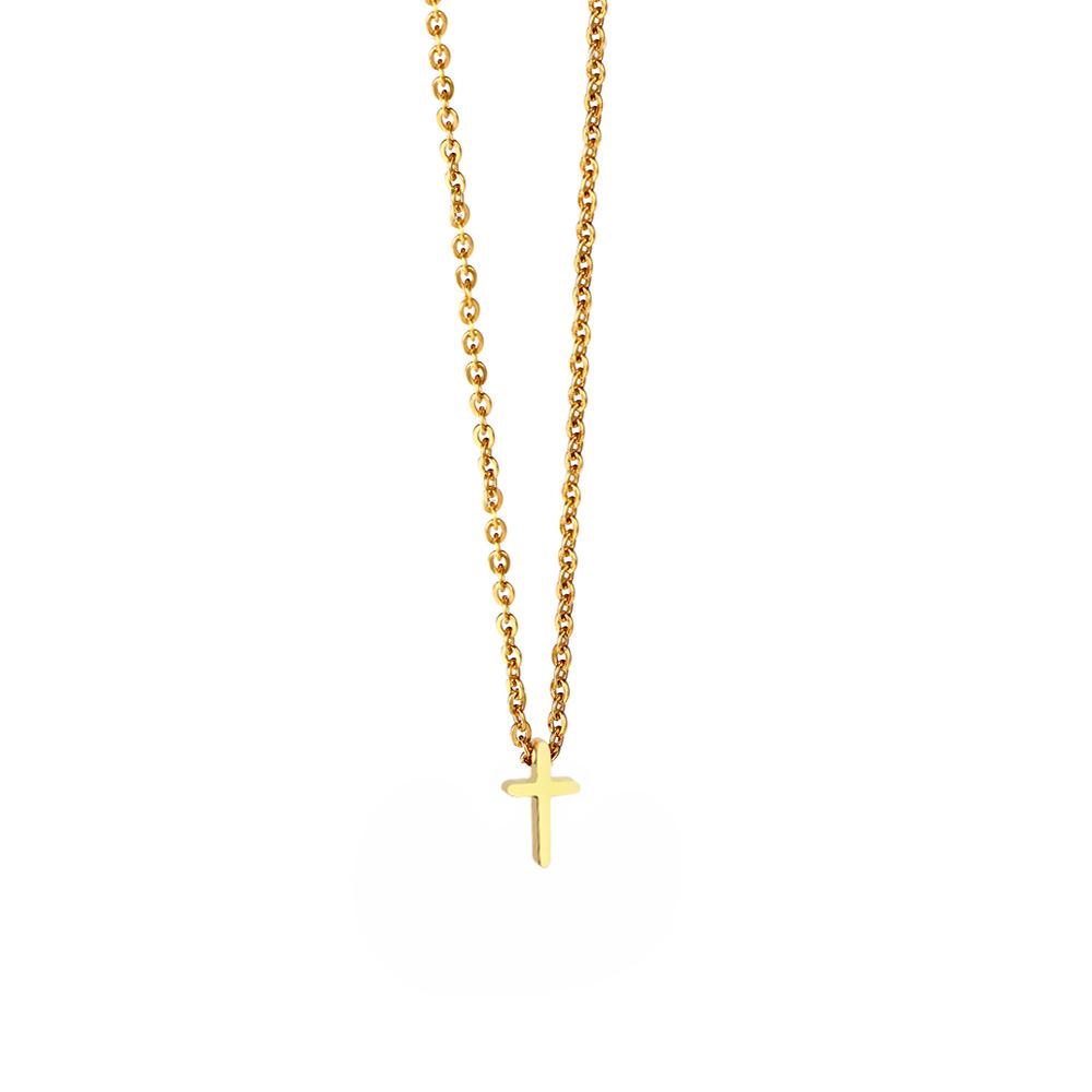 Religious Fashion Female Cross Necklace For Women Gold Silver Color Stainless Steel Small Cross Pendant Jewelry Gift