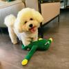Green Plush Frog Dog Toy with Long Legs and Sound Effect for Fun and Stress Relief