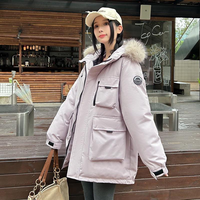 European new retro thickened warm hair collar cotton-padded clothes women's winter tooling cotton-padded jacket pie to overcome the coat tide