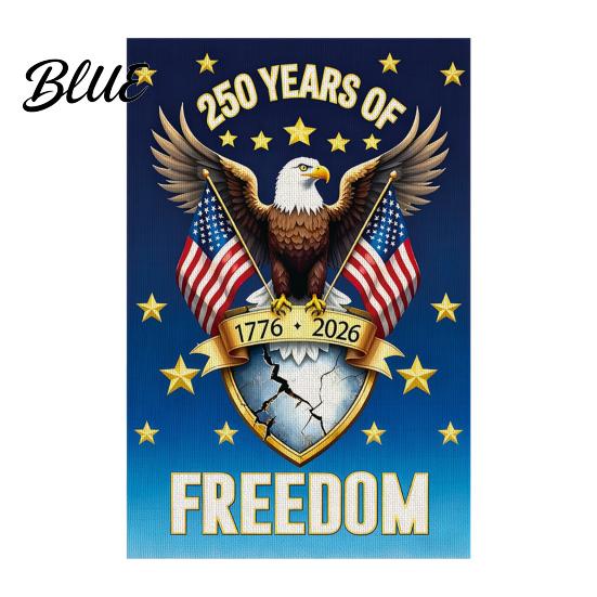 Porch Patriotic Flag 250th Anniversary America Garden 250 Years of Freedom Banner Red Gold Navy 4th July Yard Sign for Independence Day Memorial Gift