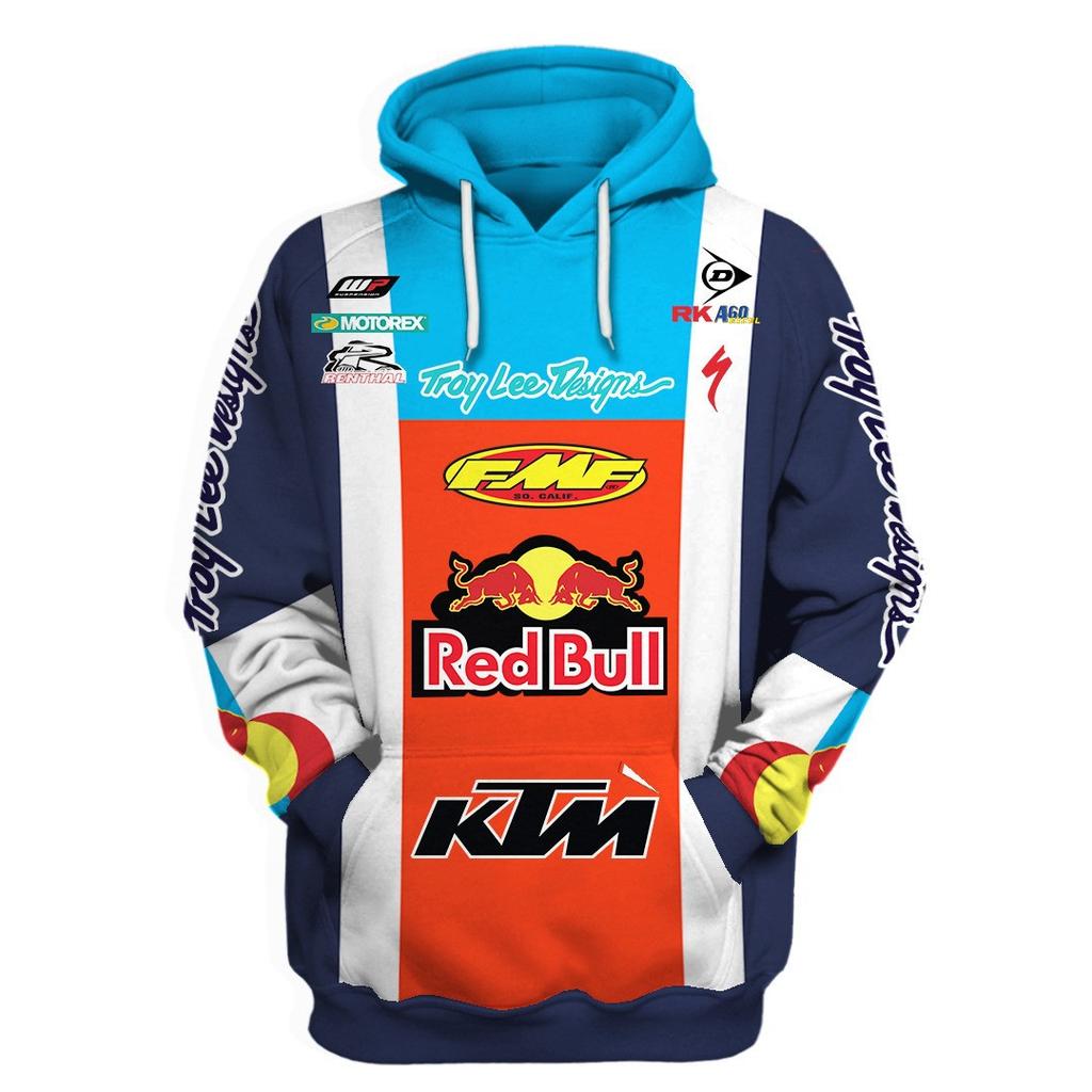 American High Street Men's Autumn Racing and Motorcycle Wear, Red Bull Niche Style, Versatile Top, New Printed Long-sleeved Style