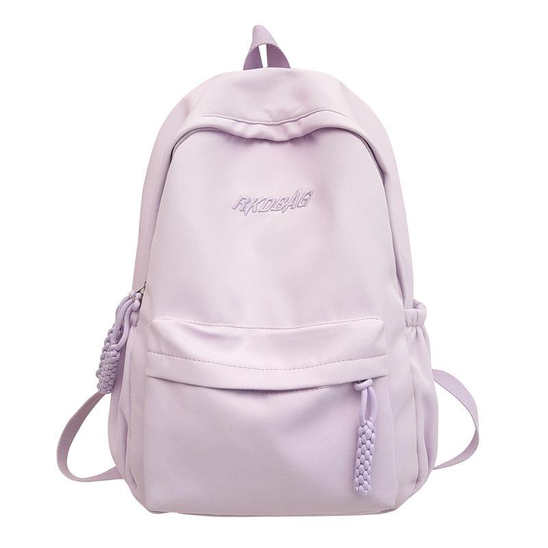 

Backpack female senior sense light travel large capacity simple solid color backpack female campus junior high school college student schoolbag фиолетовый