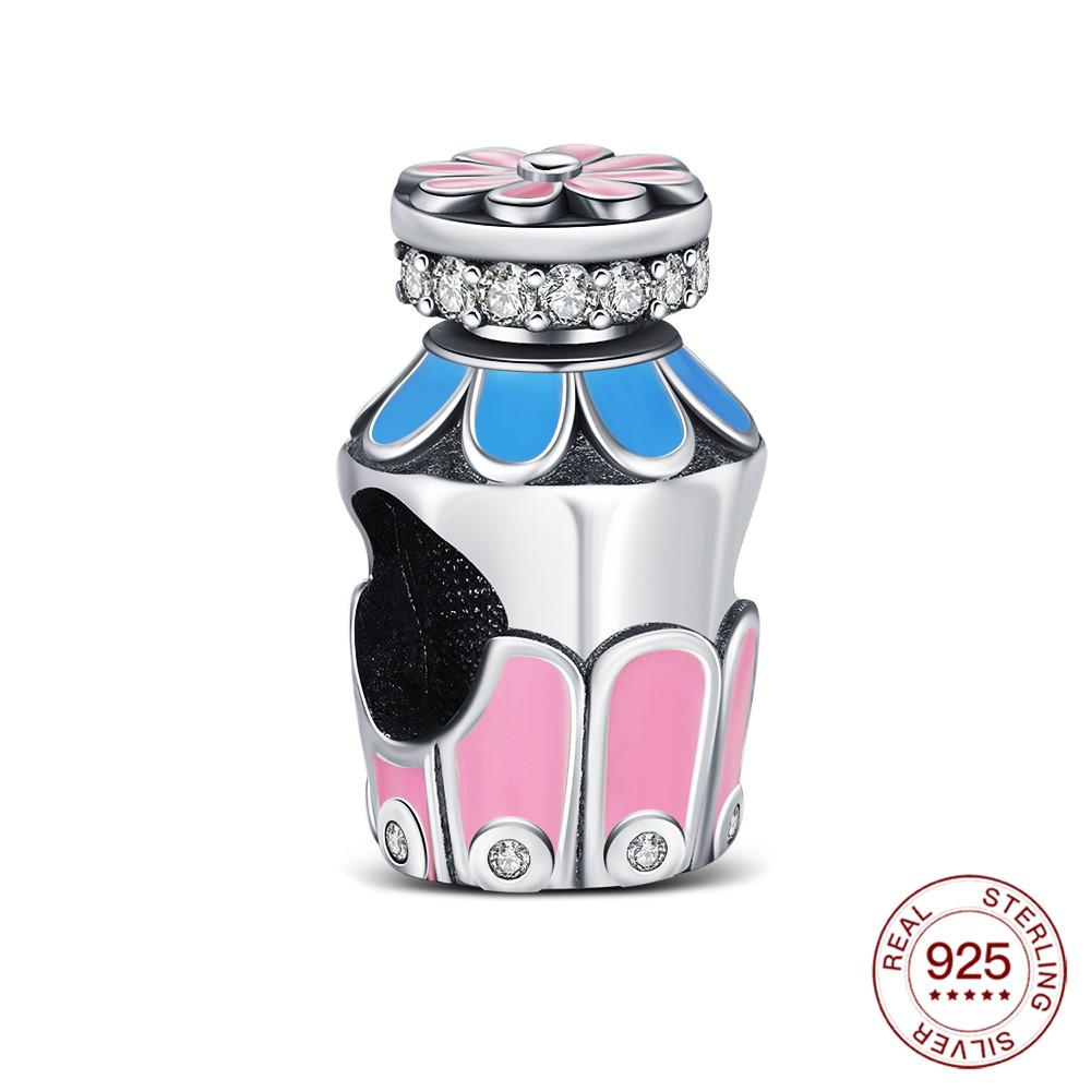 

New 925 Silver Pendant Pink Pink Baby Bottle Car Charm Fashion Bead Fit Bracelet For Women Diy Jewelry Gifts