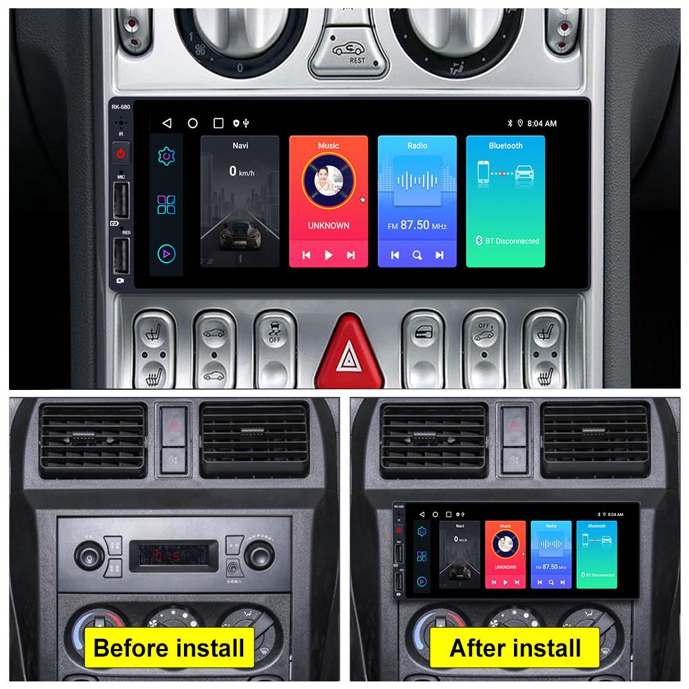 Reakosound 6,9-дюймовий 1 DIN Android 10 Автомобільний радіо Бездротовий MP5-плеєр Сенсорний екран Стерео-радіо BT-плеєр Wi-Fi FM USB Phonelink