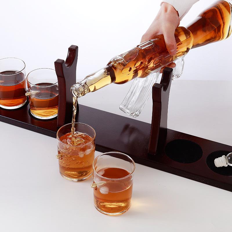Elegant Gun Whiskey Decanter Glass Set