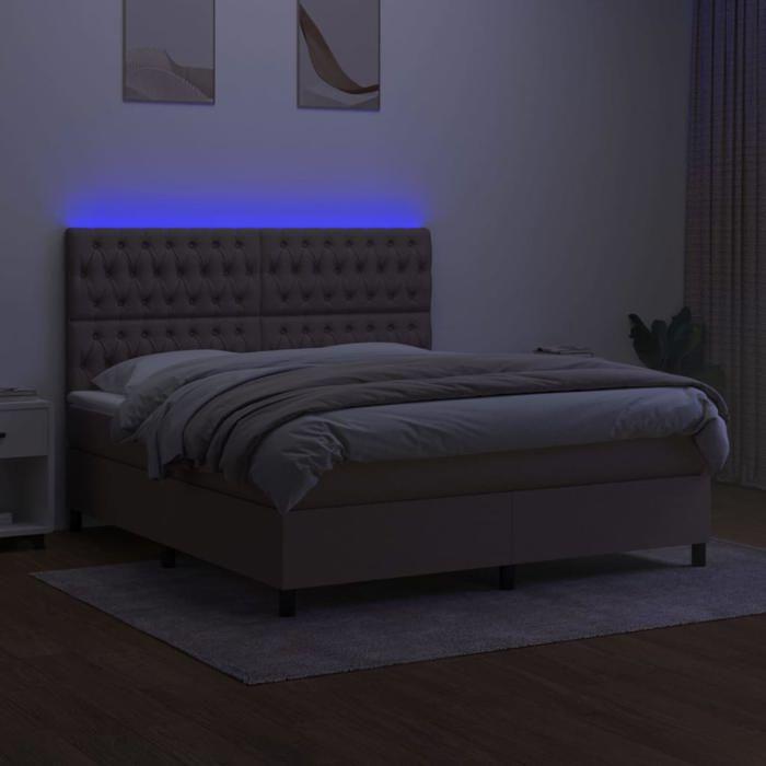 Maison Exclusive - Sommier à lattes de lit et matelas et LED Taupe 160x200cm Tissu