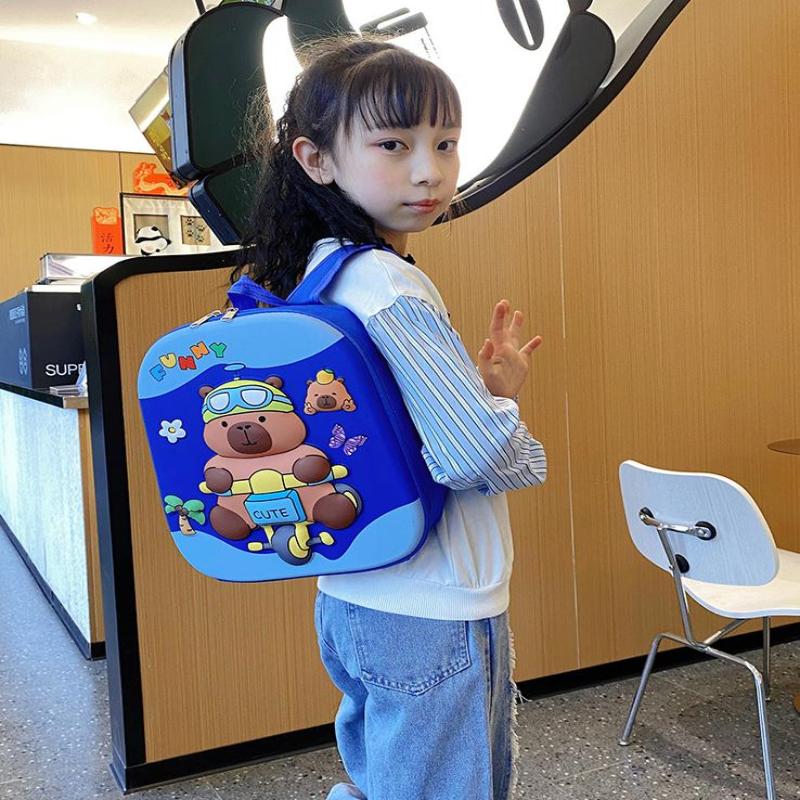 1 Piece Hard Shell Waterproof Students Schoolbag Cute 12 Inch Capybara Backpack Cartoon Kapibala School Bag For Kindergarten