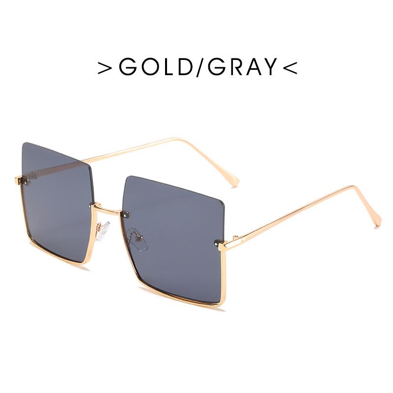 

Y2K Fashion Большие квадратные солнцезащитные очки женские ретро большая оправа металл полуободковые солнцезащитные очки не поляризованные очки