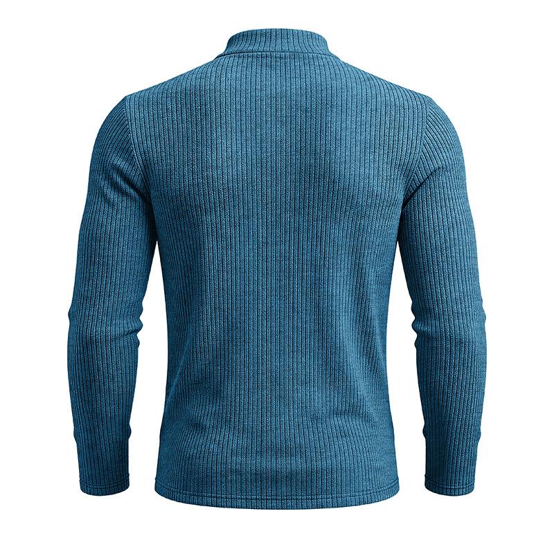 Men's Thermal Mock Neck Knit Sweater Casual Ribbed Pullover Tops for Fall Winter Daily Wear Streetwear Slim Fit Knitwear