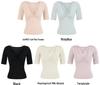 2026 Sexy Slim-Fit V-Neck Lace Patchwork Mid-Sleeve Women's T-shirt