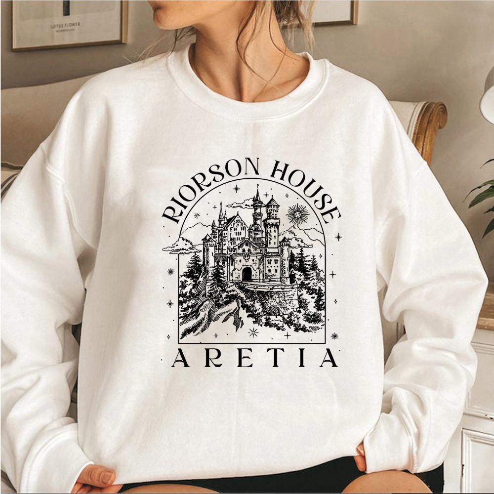 Xaden Riorson House Sweatshirt Aretia Iron Flame Hoodie Vintage Unisex Long Sleeve Sweatshirts Retro Casual Crewneck Pullovers S белый