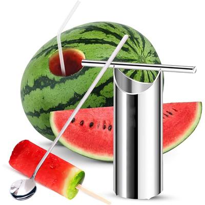 Watermelon Cutter Stainless Steel Efficient Juicing Tool with Anti-Slip Handle Round Shape Core Extractor for Easy Watermelon Juice Making