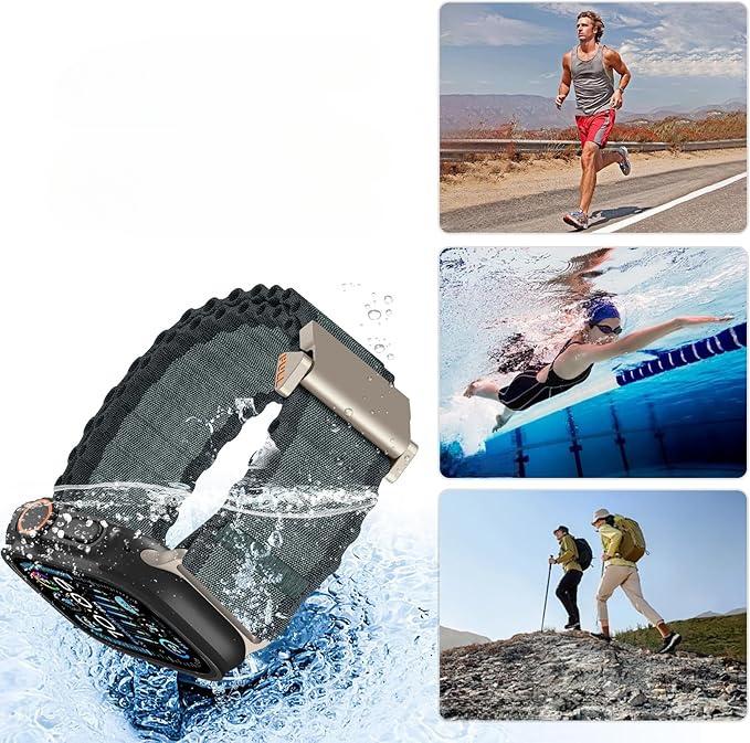Nylon Strap for Apple Watch 1/2/3/4/5/6/7/8/9/10/11/SE Ultra 1/2/3 42/44/45/46/49mm, Black