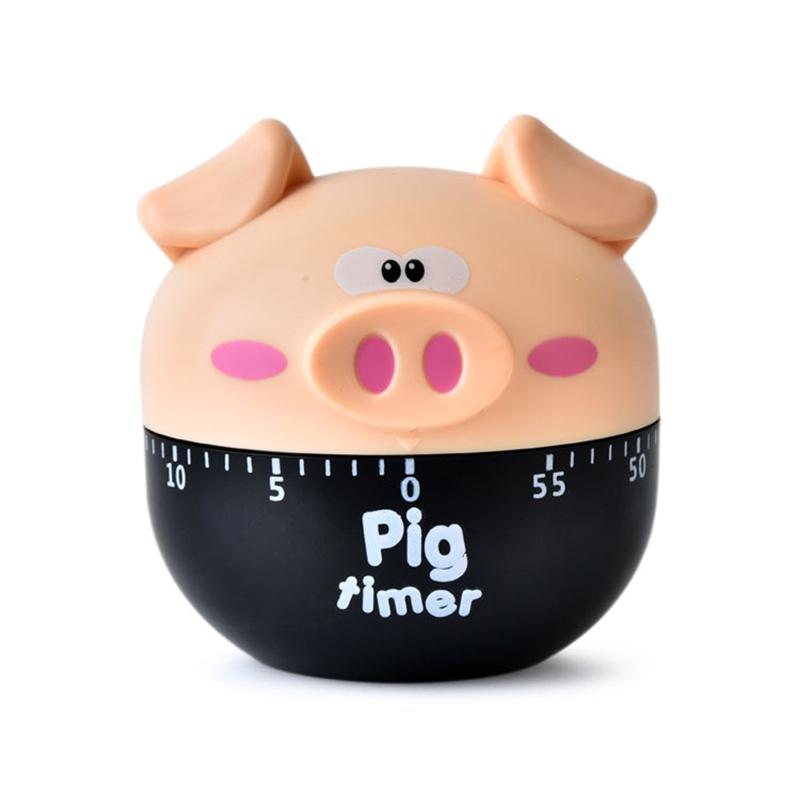 Cute Pig Shape Kitchen Mechanical Timer Kids for Time Management Reminder Novelty Manual Cooking Timer 60 Minute Countdo хаки