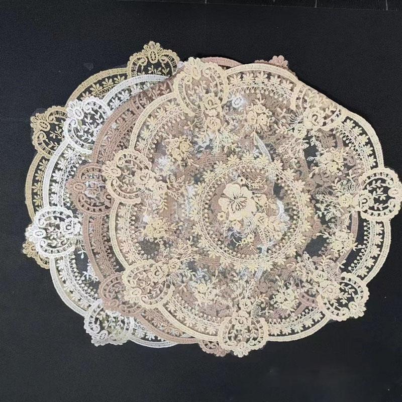 33/40/60cm Europe Retro Style Table Mat Beautiful Pattern Romantic Exquisite Embroidery Lace Coffee Cups Mat Vase Table Lamp Pad