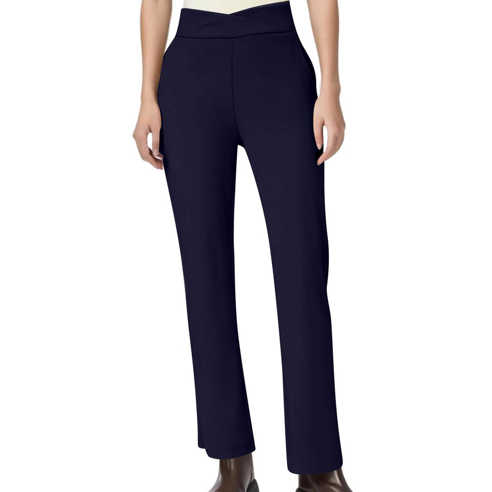 

Женские модные повседневные однотонные спортивные штаны для йоги с высокой талией и широкими штанинами для поднятия бедер XL тёмно-синий