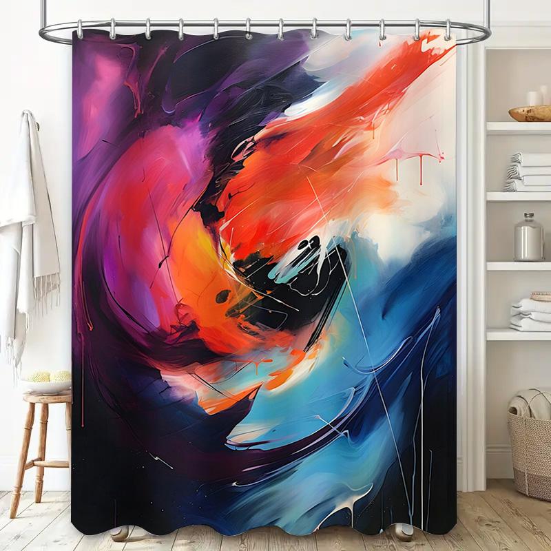 Modern Abstract Bathroom Shower Curtain Colorful Watercolor Design For Home Decor Bath Decoration Polyester Fabric With Hook Rin
