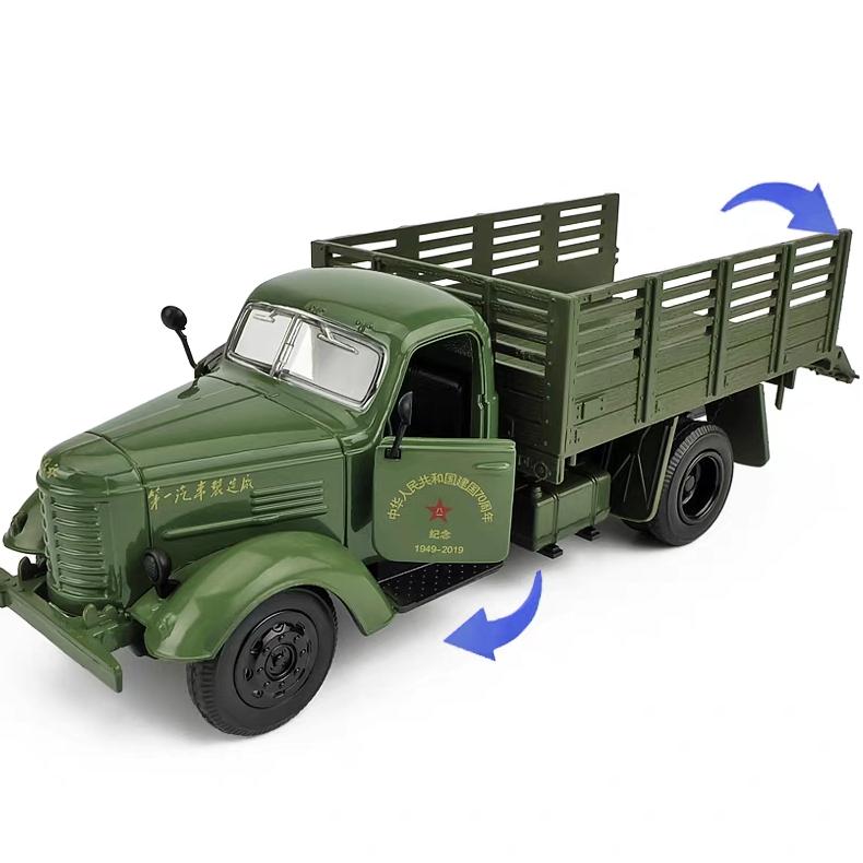 Klasický vojenský transportní nákladní automobil Čínské lidové osvobozenecké armády JieFang CA10 Simulace Odlévaná a hračková vozidla Zvuky a světlo 1:36 Model auta z lehké slitiny