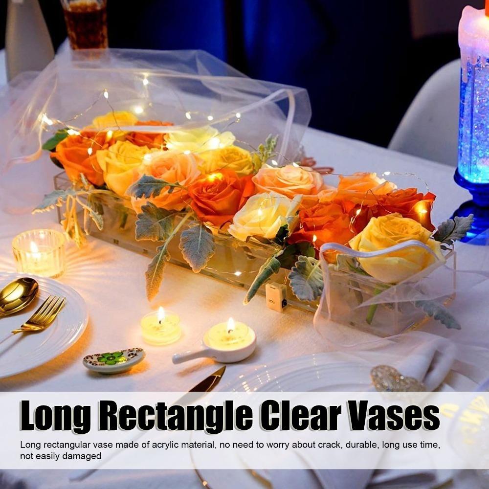 12 Hole Rectangular Floral Centerpiece Rectangular Rectangle Flower Vase  Dining Table