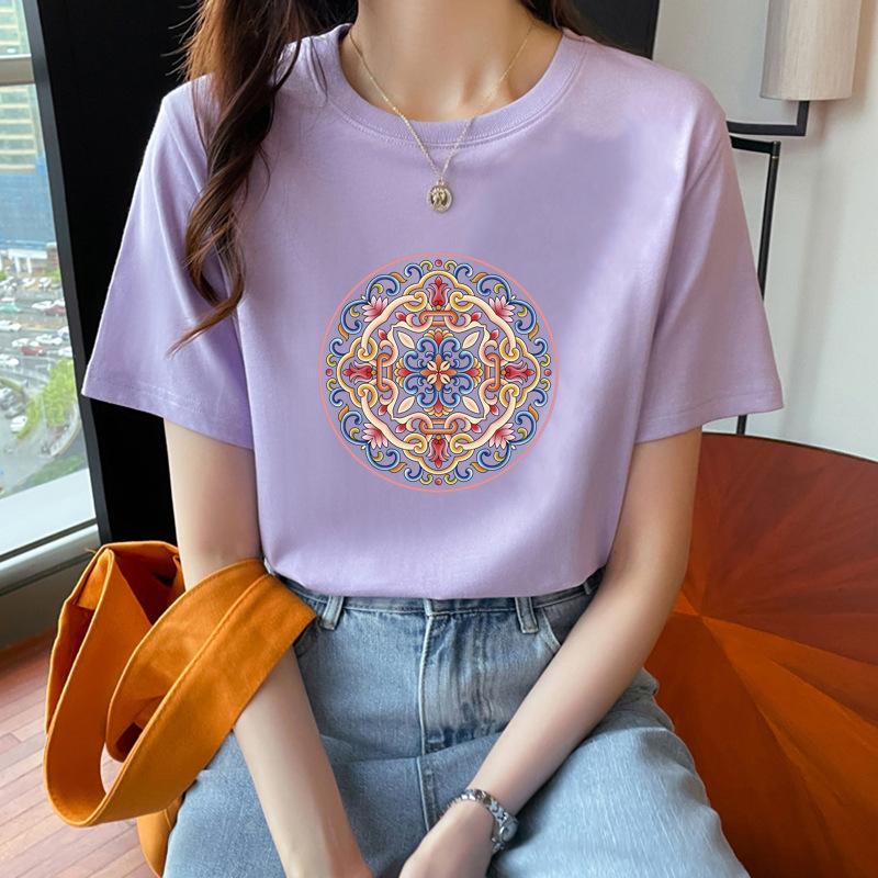 VEZFAA Damenmode Casual Sommer Frühling Kurzarm O-Ausschnitt Blusen & Hemden