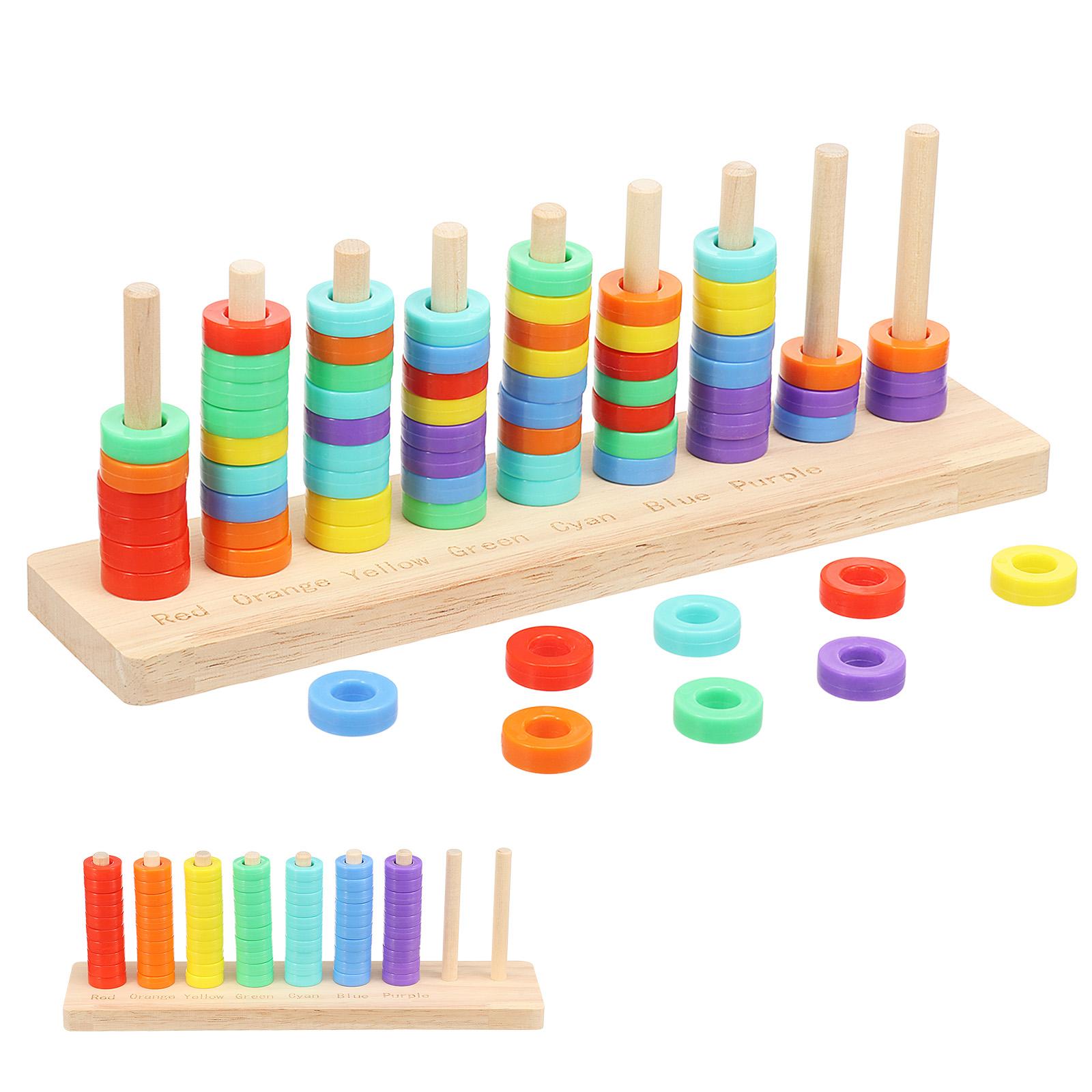 1Set Sorting Stacking Toy Wooden Sorting and Stacking Toy Educational Color Matching Stacking Puzzle Game for Toddlers Boys Girl