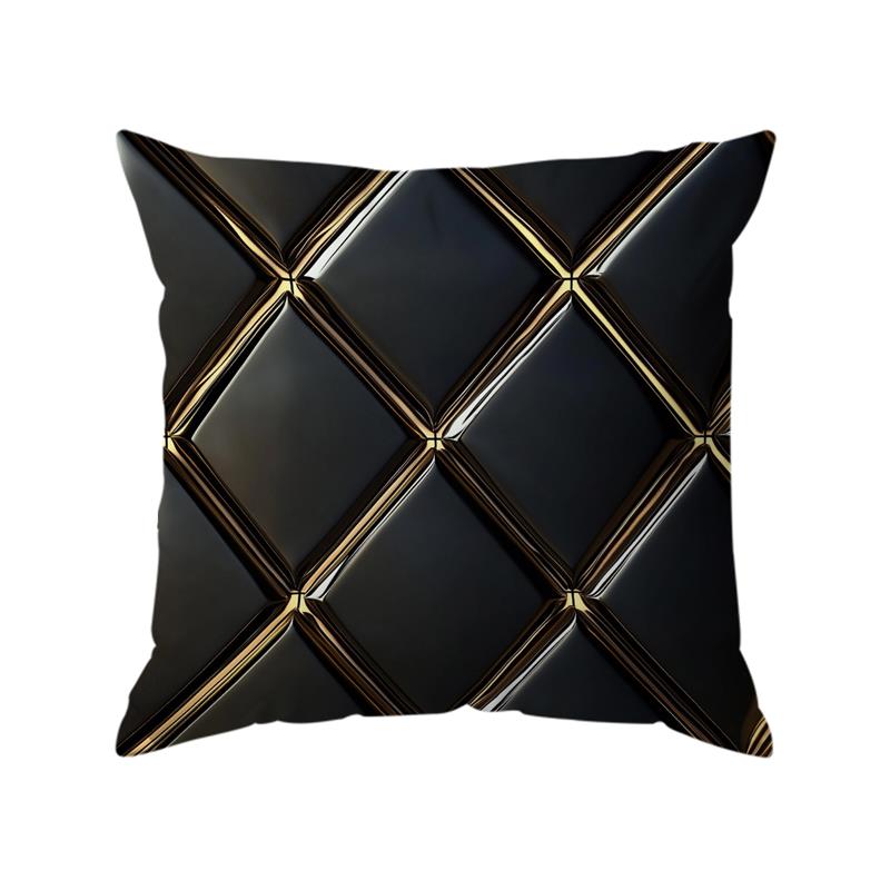 1 Stück Schwarz-Gold karierte Kissenbezüge Polyester Geheimnisvolle Party-Kissenhülle für Sofa Stuhl Bett Auto Party Tischdekoration