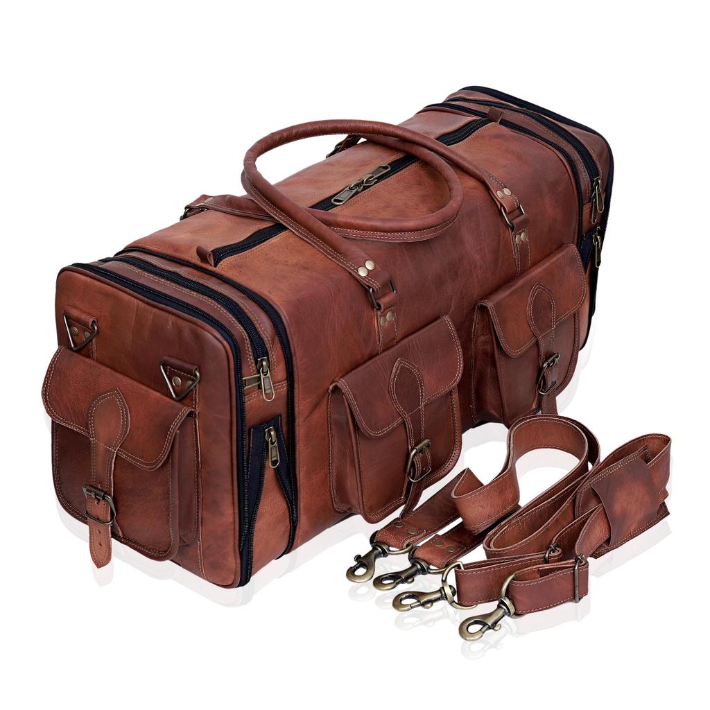 Personalized Handcrafted Leather Weekender Bag for Men Travel Overnight Monogram Duffel Groomsmen Gift