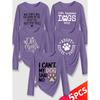 Lele Orientation Five-piece women's long-sleeve set Paw print canine-themed fun English phrases with a healing retro print Spring, Summer, Autumn