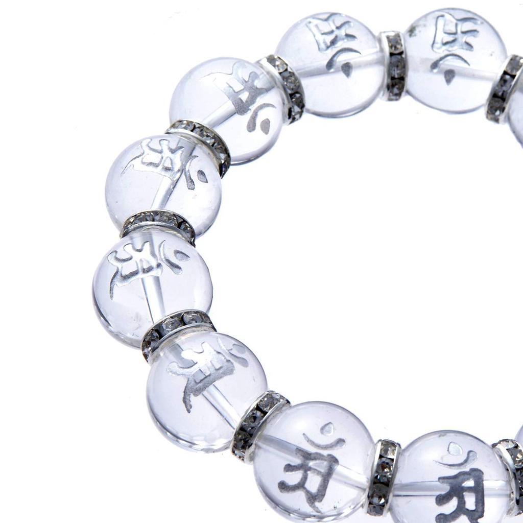 Born in guardian Sanskrit 16mm Natural stone [Ishiki] Tatsumi, Ann, Silver-carved character, Quartz, bracelet, Samantabhadra, [b526_4]