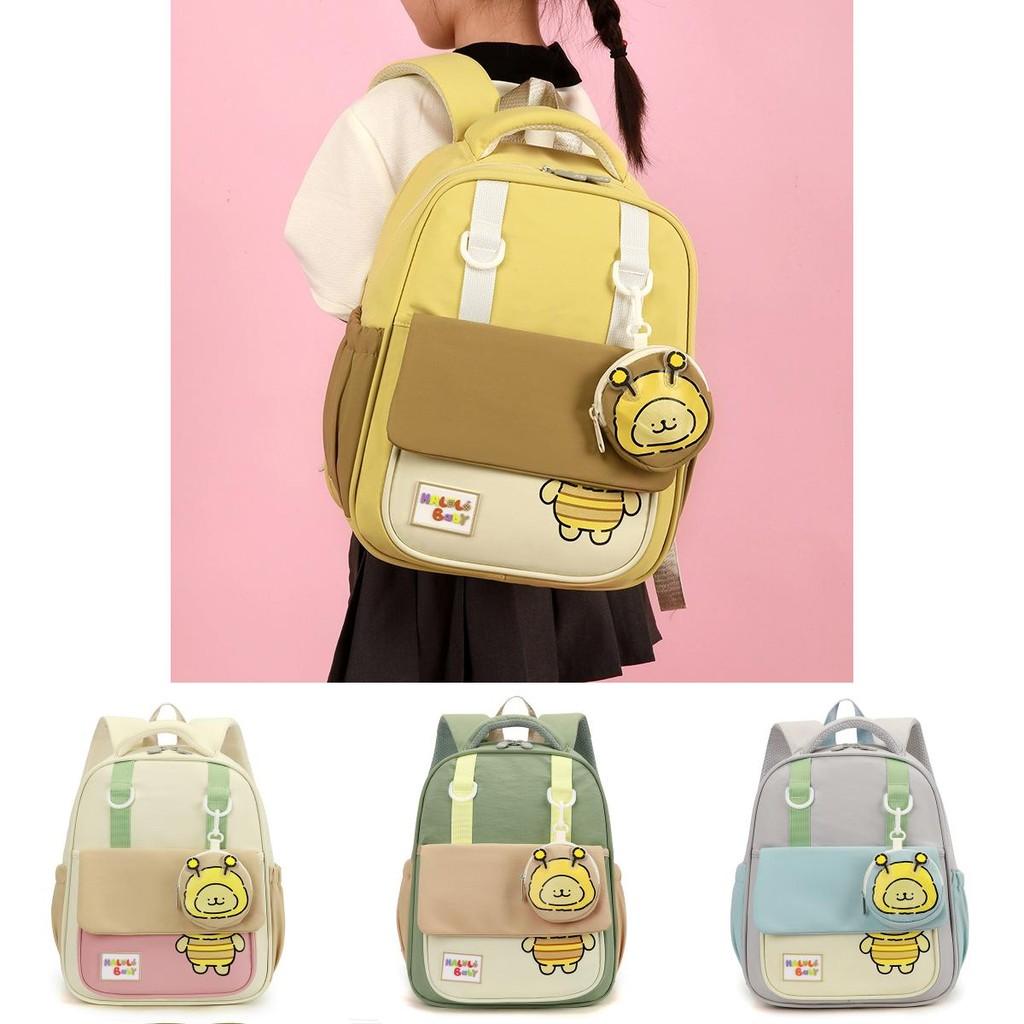 Childrens Bee Pattern Cartoon Backpack With Curved Shoulder Straps For School And Kindergarten