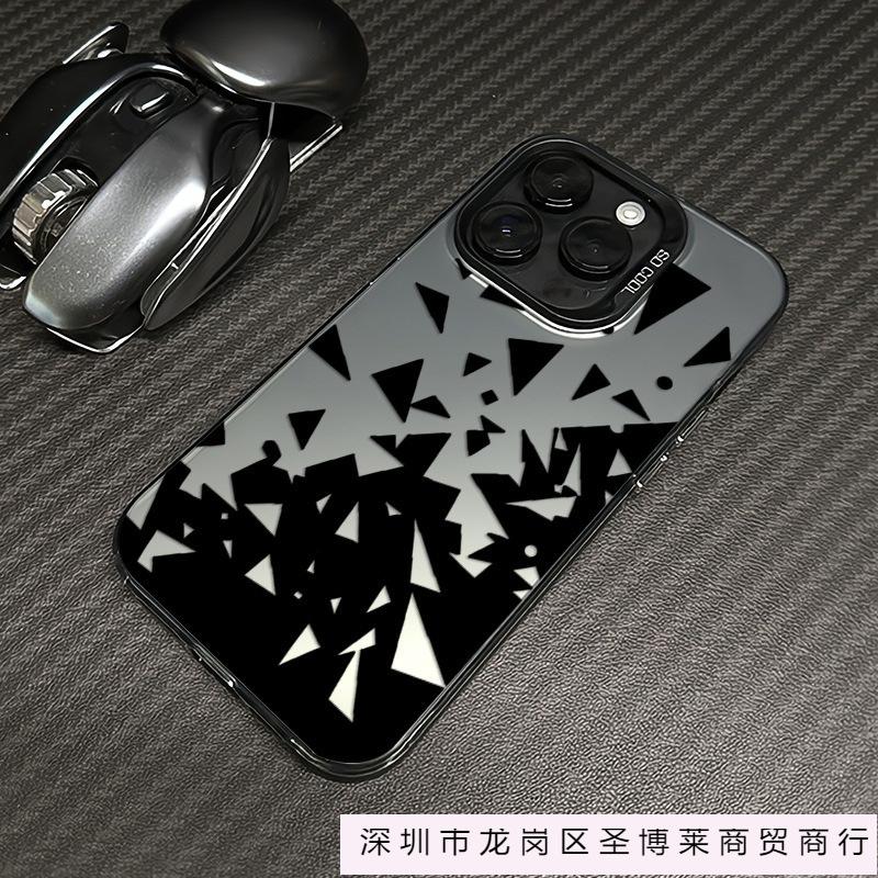 The Broken Pattern Is Suitable for Apple 15 Mobile Phone Case, Colored Silver 14promax, New Creative 13pro Hard Xsmax Tide.