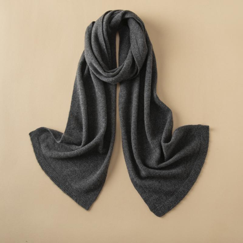 Women's 100% Pure Cashmere Scarf - Autumn/Winter Solid Color, Fashionable & Versatile Knit Shawl