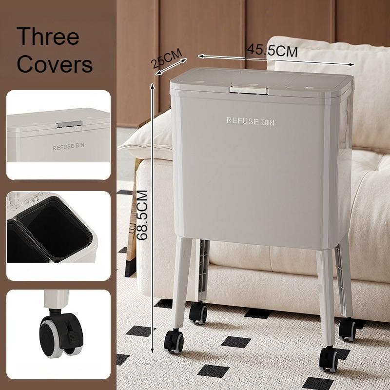 Kitchen High Footed Trash Can With Lid Modern Large Capacity Trash Bin Minimalist Built-in Wastebasket Home Cleaning Supplies