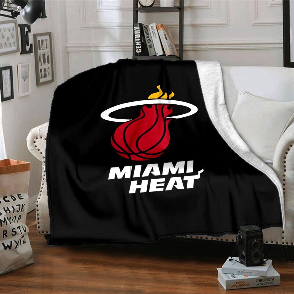 Miami Heat Theme Printed Blanket - Perfect for Couch, Bed, Travel & Outdoor Use | Machine Washable, Cozy & Durable.