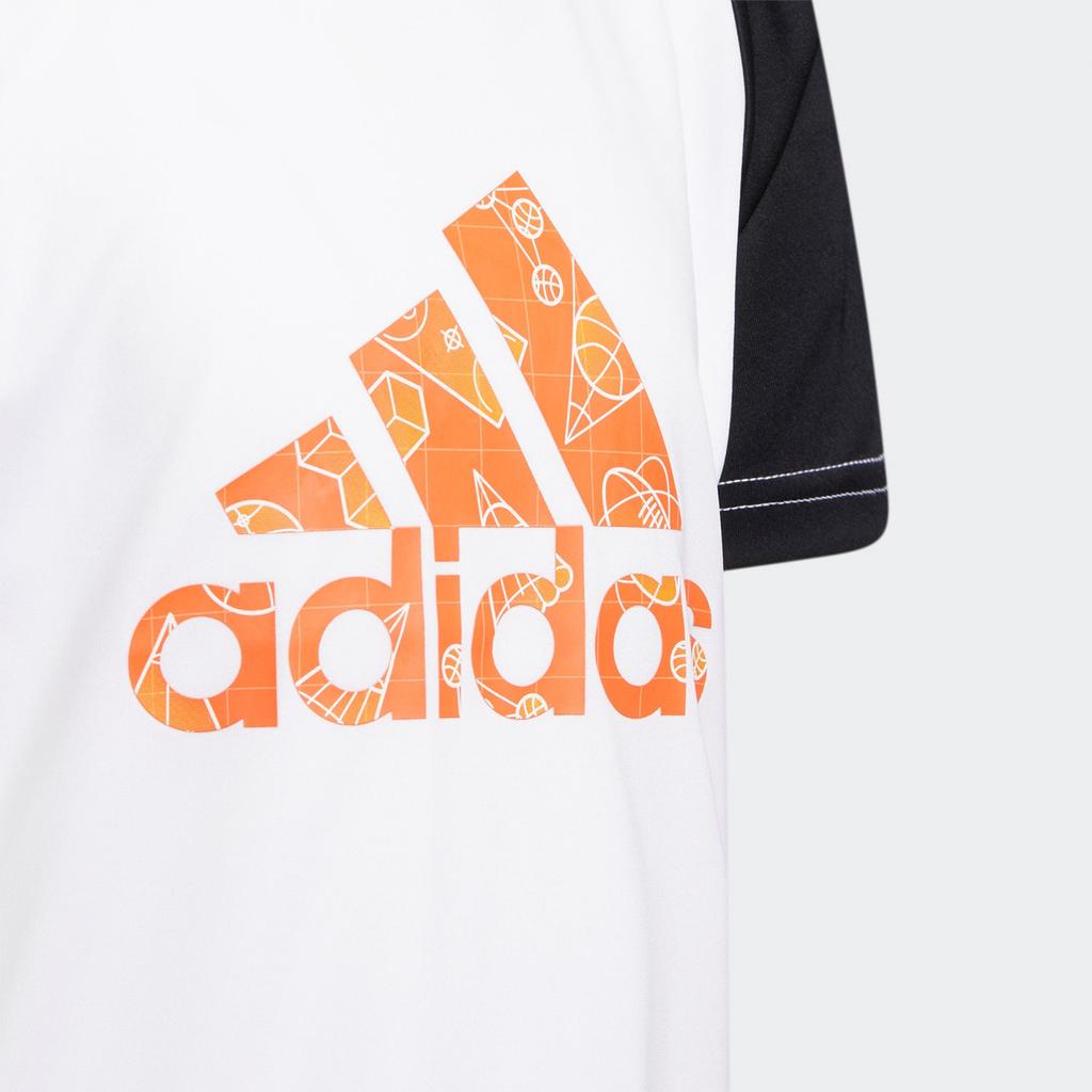 adidas T-Shirt Kids Letter Print Splicing Fashion Trend Sports Short Sleeve Kids Tops White GP0456