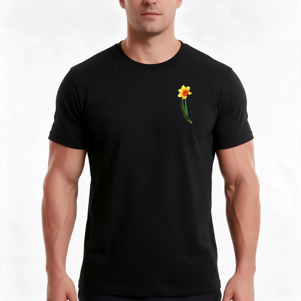 Yellow Daffodil Sticker Tshirt Summer Casual Cotton Tee Oversized Streetwear Tops Vintage Graphic Print Unisex Unisex Unisex