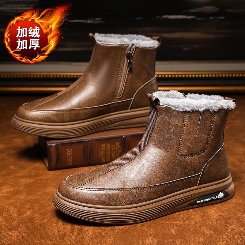Snow boots winter velvet warm thickened Northeast high-top cotton shoes fur integrated sleeve Martin boots