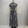 2026 European and American Cross-border Temu Amazon Independent Station Temperament Professional Women's Clothing Short-sleeved Striped Shirt Dress