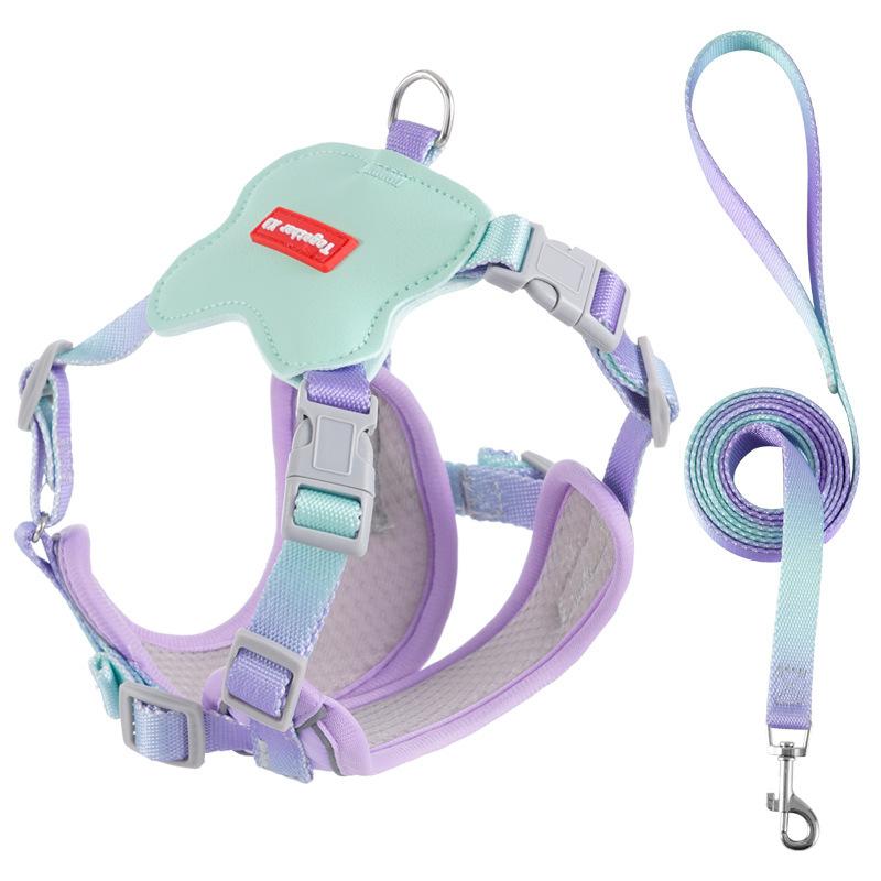 

Летние товары для домашних животных: Легкие двойные плечевые ремни, усиленные нагрудные ремни против побега, поводки для собак S фиолетовый