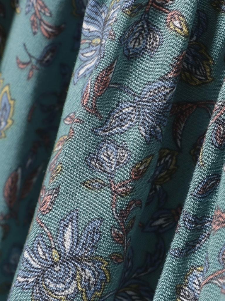 Beams Heart Sarasa Floral Switch Light One Size Women's S/S Shirt, Print, Blouse, Green,