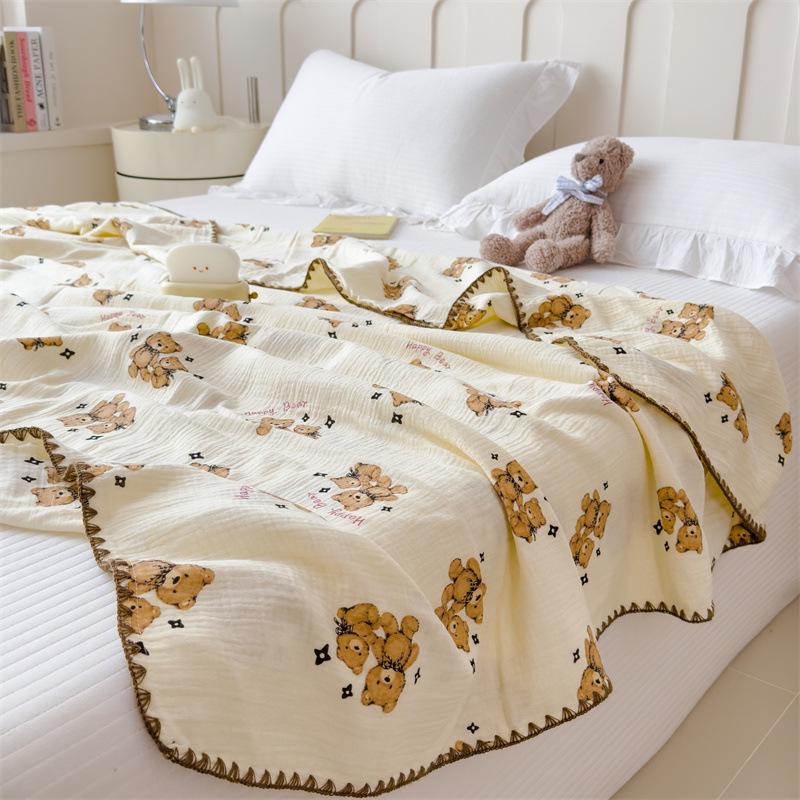 Premium Antibacterial Cotton Gauze Quilt: Double Layer, Summer Nap or Sofa Blanket