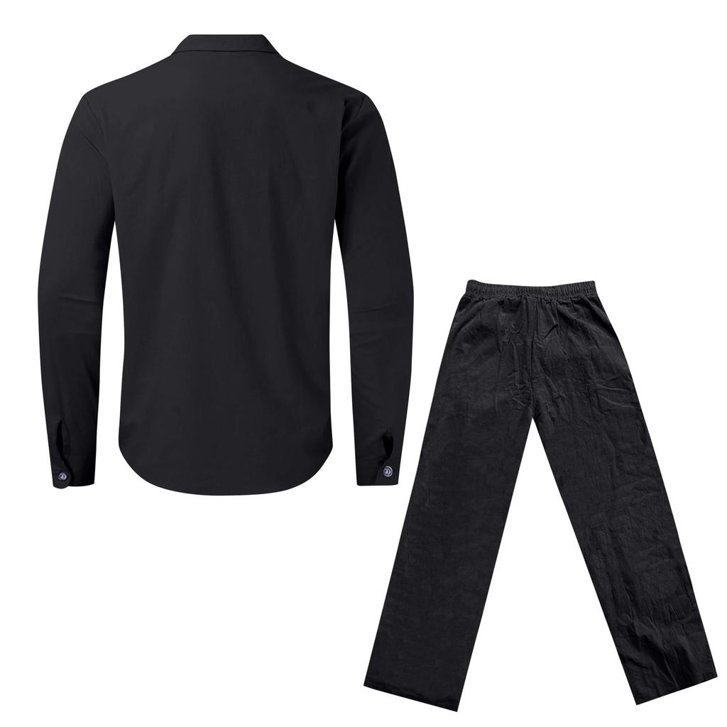 Men's Shirt And Trousers Suit Men's Casual Loose Long Sleeved Trousers Beach Suit