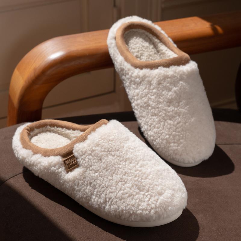 High-quality home cotton slippers winter indoor plush fleece indoor non-slip fluffy slippers
