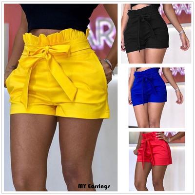 Women's Fashion Shorts Summer Sexy Pocket Lace Up Wide Leg Casual Shorts